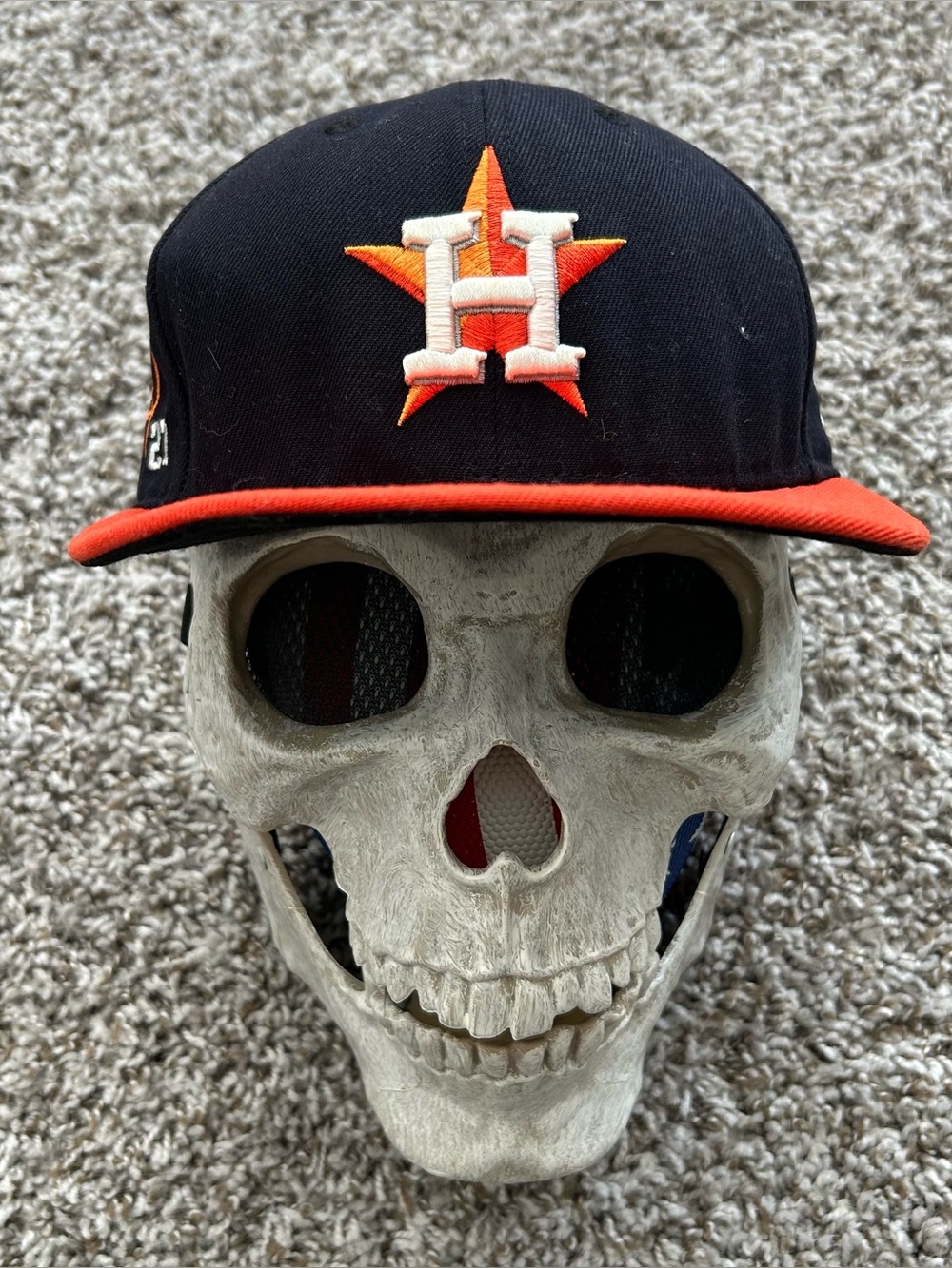 NEW ERA 59FIFTY HOUSTON ASTROS 'ORANGE BRIM' SIZE 7 3/8 FITTED HAT - USED